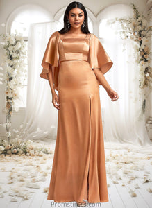 Katherine A-line Square Floor-Length Stretch Satin Bridesmaid Dress XXBP0025765