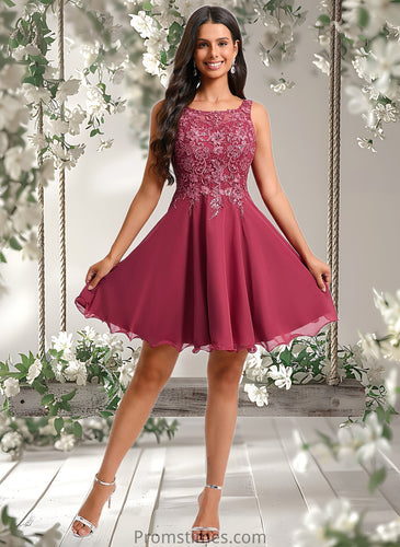 Paulina A-line Scoop Short Chiffon Homecoming Dress With Sequins Appliques Lace XXBP0025681