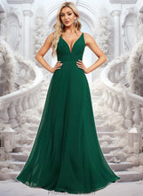 Load image into Gallery viewer, Jane A-line V-Neck Floor-Length Chiffon Bridesmaid Dress XXBP0025813