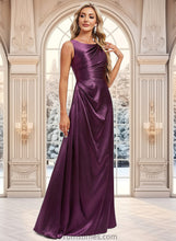 Load image into Gallery viewer, Gwendolyn A-line Scoop Floor-Length Stretch Satin Bridesmaid Dress XXBP0025829