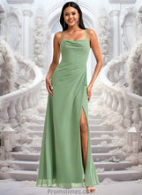 Load image into Gallery viewer, Marlie A-line Cowl Floor-Length Chiffon Bridesmaid Dress XXBP0025741