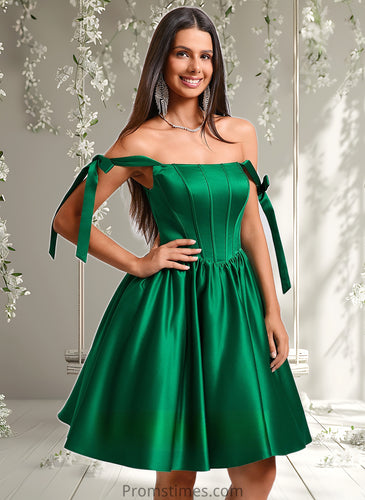 Zaria Ball-Gown/Princess Straight Short Satin Homecoming Dress With Bow XXBP0025645