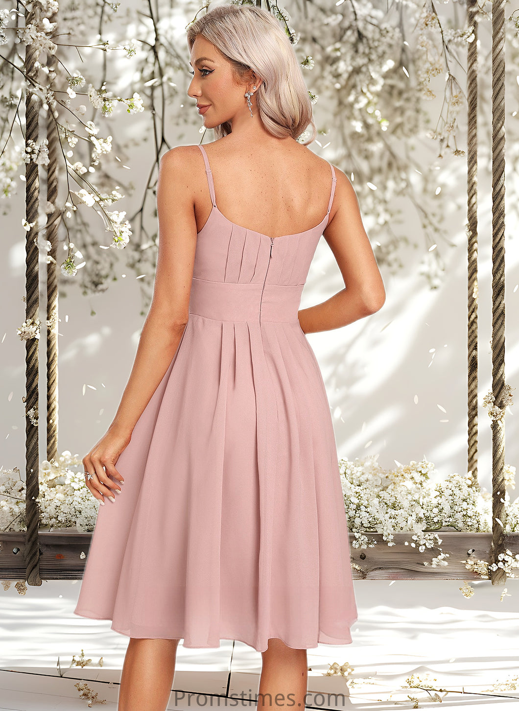 Sadie A-line Scoop Knee-Length Chiffon Homecoming Dress XXBP0025686