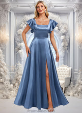 Load image into Gallery viewer, Sherlyn A-line Square Floor-Length Stretch Satin Bridesmaid Dress With Ruffle XXBP0025769