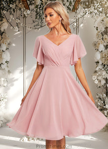 Liliana A-line V-Neck Knee-Length Chiffon Homecoming Dress XXBP0025702