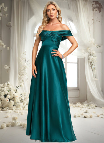 Gwendoline A-line Off the Shoulder Floor-Length Stretch Satin Prom Dresses XXBP0025879