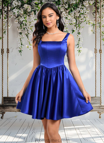 Gertrude A-line Square Short Satin Homecoming Dress With Bow XXBP0025672