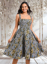 Load image into Gallery viewer, Charlee A-line Square Knee-Length Jacquard Homecoming Dress With Bow XXBP0025687