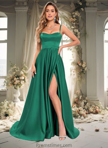 Reese A-line Sweetheart Sweep Train Satin Prom Dresses XXBP0025846