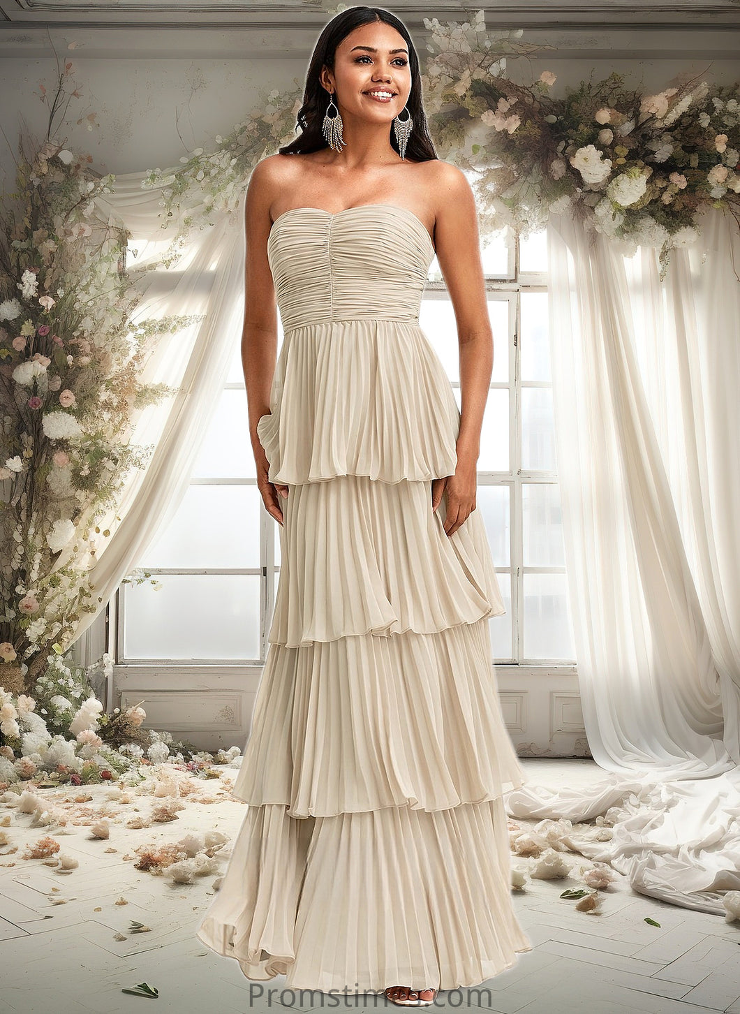 Joy A-line Sweetheart Floor-Length Chiffon Bridesmaid Dress XXBP0025762