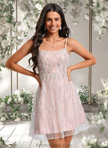 Lyric A-line Scoop Mini Sequin Homecoming Dress With Sequins Beading XXBP0025689