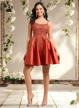 Load image into Gallery viewer, Rebekah A-line Scoop Short Satin Lace Homecoming Dress With Sequins XXBP0025683