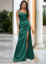 Load image into Gallery viewer, Essence Sheath/Column Asymmetrical Floor-Length Stretch Satin Prom Dresses XXBP0022193