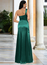 Load image into Gallery viewer, Essence Sheath/Column Asymmetrical Floor-Length Stretch Satin Prom Dresses XXBP0022193