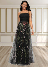 Load image into Gallery viewer, Justice A-line Straight Floor-Length Tulle Prom Dresses With Beading XXBP0022194