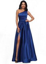 Load image into Gallery viewer, Molly Ball-Gown/Princess One Shoulder Floor-Length Satin Prom Dresses XXBP0022201