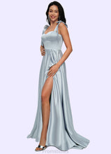 Load image into Gallery viewer, Kylie A-line Sweetheart Sweep Train Satin Prom Dresses With Bow XXBP0022203