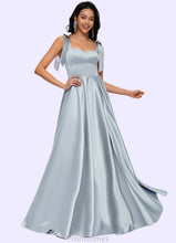 Load image into Gallery viewer, Kylie A-line Sweetheart Sweep Train Satin Prom Dresses With Bow XXBP0022203