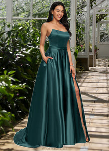 Sibyl Ball-Gown/Princess Sweep Train Satin Prom Dresses XXBP0022207