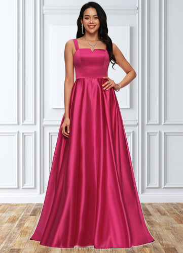 Shea Ball-Gown/Princess V-Neck Sweep Train Satin Prom Dresses XXBP0022215