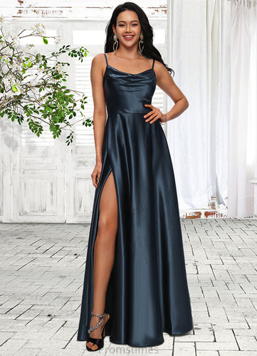 Heidi A-line Cowl Floor-Length Stretch Satin Prom Dresses XXBP0022216