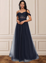 Load image into Gallery viewer, Nora Ball-Gown/Princess Off the Shoulder Floor-Length Tulle Prom Dresses With Appliques Lace Sequins XXBP0022221