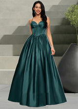 Load image into Gallery viewer, Luna Ball-Gown/Princess V-Neck Floor-Length Satin Prom Dresses With Pleated XXBP0022230