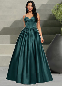 Luna Ball-Gown/Princess V-Neck Floor-Length Satin Prom Dresses With Pleated XXBP0022230