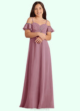 Load image into Gallery viewer, Daniela A-Line Off the Shoulder Chiffon Floor-Length Junior Bridesmaid Dress Vintage Mauve XXBP0022859