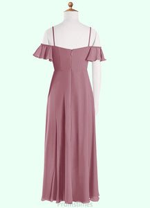 Daniela A-Line Off the Shoulder Chiffon Floor-Length Junior Bridesmaid Dress Vintage Mauve XXBP0022859