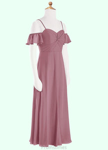 Daniela A-Line Off the Shoulder Chiffon Floor-Length Junior Bridesmaid Dress Vintage Mauve XXBP0022859