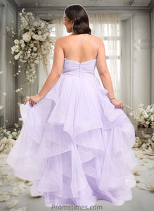 Lesly Ball-Gown/Princess Asymmetrical One Shoulder Floor-Length Tulle Prom Dresses XXBP0025867