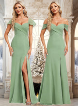 Load image into Gallery viewer, Kaliyah Trumpet/Mermaid Off the Shoulder V-Neck Floor-Length Chiffon Bridesmaid Dress XXBP0025810