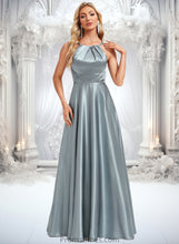 Load image into Gallery viewer, Catherine A-line Halter Floor-Length Stretch Satin Bridesmaid Dress XXBP0025783