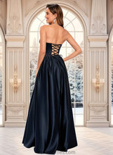 Load image into Gallery viewer, Alannah Ball-Gown/Princess V-Neck Floor-Length Satin Prom Dresses XXBP0025840