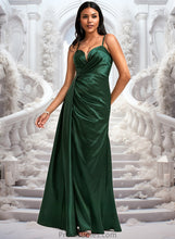 Load image into Gallery viewer, Urania A-line V-Neck Floor-Length Stretch Satin Bridesmaid Dress XXBP0025745