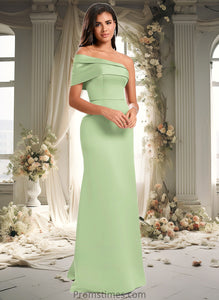 Evelyn A-line Asymmetrical Off the Shoulder Floor-Length Satin Prom Dresses XXBP0025884