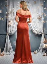 Load image into Gallery viewer, Nicola A-line Off the Shoulder Floor-Length Stretch Satin Bridesmaid Dress XXBP0025757