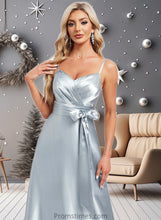 Load image into Gallery viewer, Bianca A-line V-Neck Floor-Length Stretch Satin Bridesmaid Dress XXBP0025795