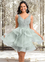 Load image into Gallery viewer, Madison Ball-Gown/Princess V-Neck Short Tulle Lace Homecoming Dress XXBP0025671