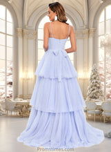 Load image into Gallery viewer, Lauren Ball-Gown/Princess Sweetheart Sweep Train Tulle Prom Dresses With Bow XXBP0025843