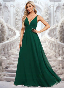 Jane A-line V-Neck Floor-Length Chiffon Bridesmaid Dress XXBP0025813