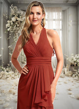 Load image into Gallery viewer, Madalyn A-line V-Neck Floor-Length Chiffon Bridesmaid Dress With Ruffle XXBP0025754