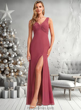 Load image into Gallery viewer, Kylie A-line V-Neck Floor-Length Chiffon Bridesmaid Dress XXBP0025753