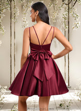 Load image into Gallery viewer, Monica Ball-Gown/Princess V-Neck Short Satin Homecoming Dress With Bow XXBP0025662