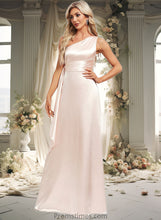 Load image into Gallery viewer, Patricia A-line One Shoulder Floor-Length Stretch Satin Bridesmaid Dress With Ruffle XXBP0025818