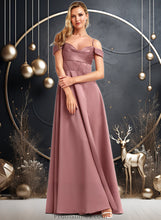 Load image into Gallery viewer, Zara A-line Cold Shoulder Floor-Length Satin Bridesmaid Dress XXBP0025750