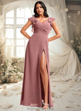 Load image into Gallery viewer, Ryan A-line V-Neck Floor-Length Chiffon Bridesmaid Dress With Ruffle XXBP0025751