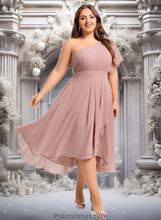 Load image into Gallery viewer, Joan A-line One Shoulder Asymmetrical Chiffon Bridesmaid Dress With Ruffle XXBP0025819