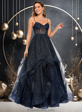 Load image into Gallery viewer, Melanie Ball-Gown/Princess V-Neck Floor-Length Tulle Prom Dresses XXBP0025863